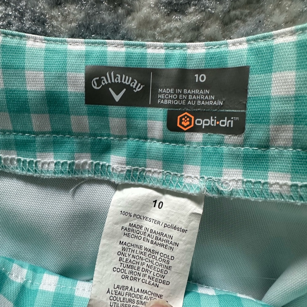 Callaway Teal Gingham Women's golf Shorts 10 - Picture 3 of 4